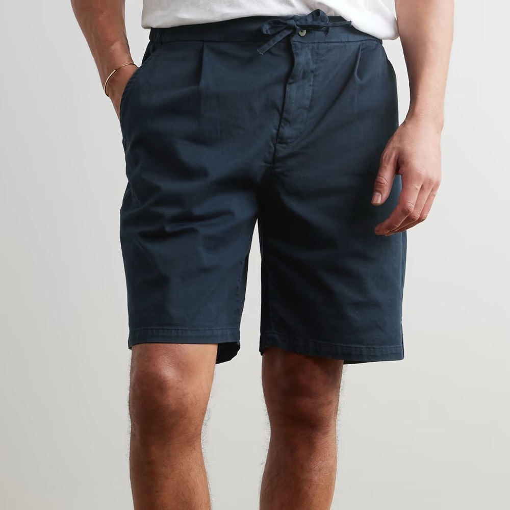 Frescobol Carioca Sergio Lyocell Linen Cotton Blend Shorts in Navy Men’s 34 NEW